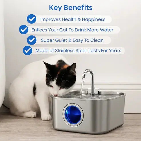Purrify Stainless Steel Water Fountain - Purrify