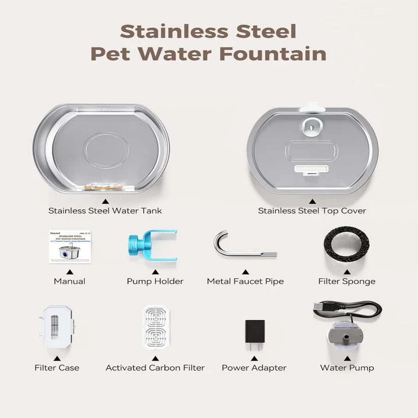 Purrify Stainless Steel Water Fountain - Purrify